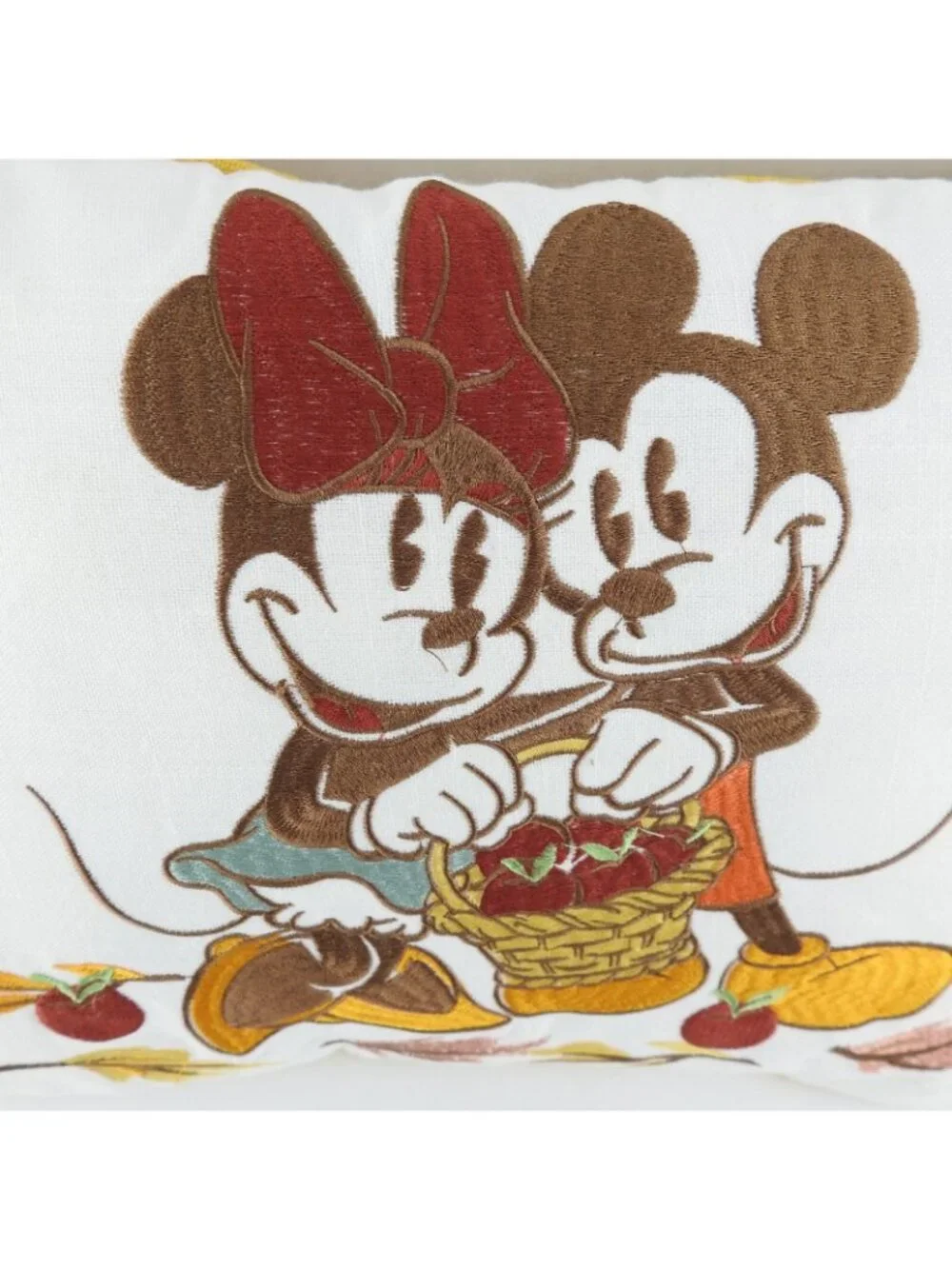 New Disney Fall Throw Pillow Mickey Minnie Mouse Embroidered Yellow 17